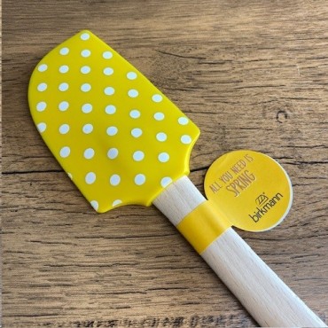 Birkmann Teigschaber Gelb Gepunktet (32 cm) – Flexibel & Hitzebeständig für Backen & Kochen | Bakeria