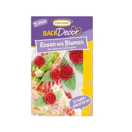 Günthart Red Sugar Roses with Flowers Cake Decoration | Bright & Sweet for Baking 💖