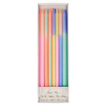 Meri Meri Multi Colour Birthday Candles, 16 Pieces – Colorful Cake Candles for Any Party | Bakeria