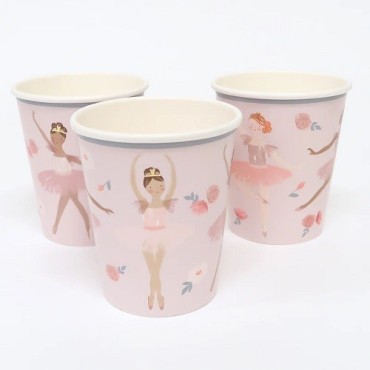 Meri Meri Pappbecher Ballerina, 8 Stück – Perfekte Becher für Ballett-Partys | Bakeria