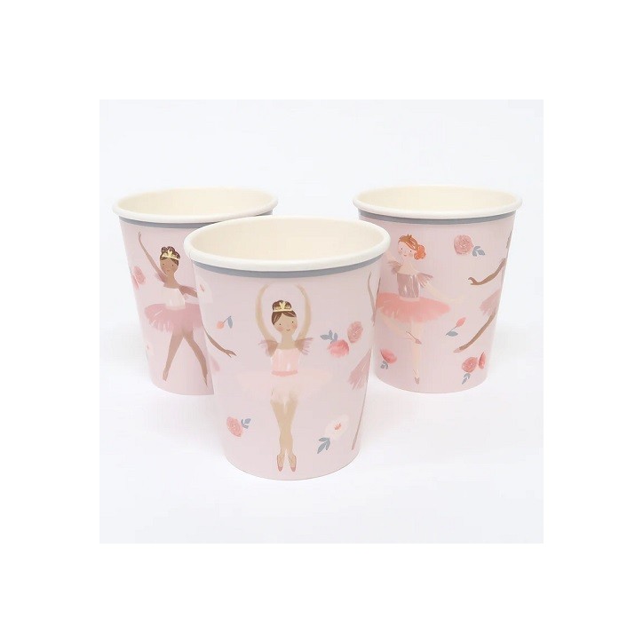 Meri Meri Pappbecher Ballerina, 8 Stück – Perfekte Becher für Ballett-Partys | Bakeria
