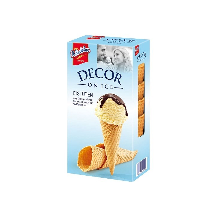 DeBeukelaer Decor on Ice Waffle Cones 8-pack – Classic Ice Cream Enjoyment for Desserts and More!