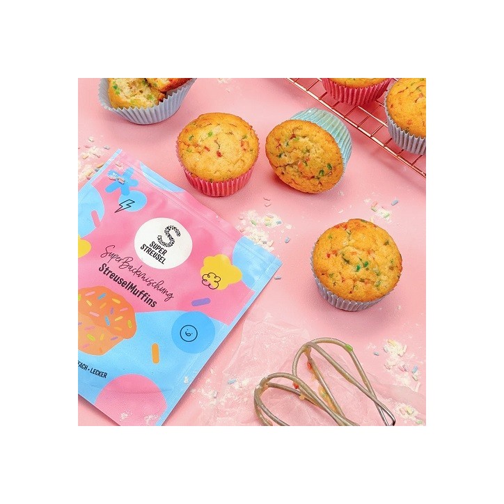 SuperStreusel SuperBaking Mix Muffins 320g – Colorful Muffins with Confetti Sprinkles SuperStreusel SuperBaking Mix Muffins 320g – Colorful Muffins with Confetti Sprinkles