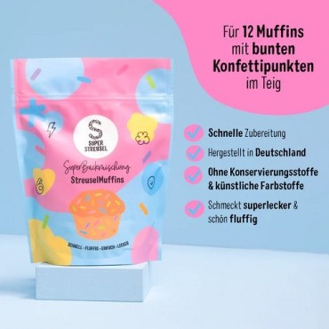 SuperStreusel SuperBaking Mix Muffins 320g – Colorful Muffins with Confetti Sprinkles