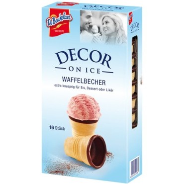 DeBeukelaer Decor on Ice Waffle Cups 16 pcs – Crispy Cups for Ice Cream & Desserts