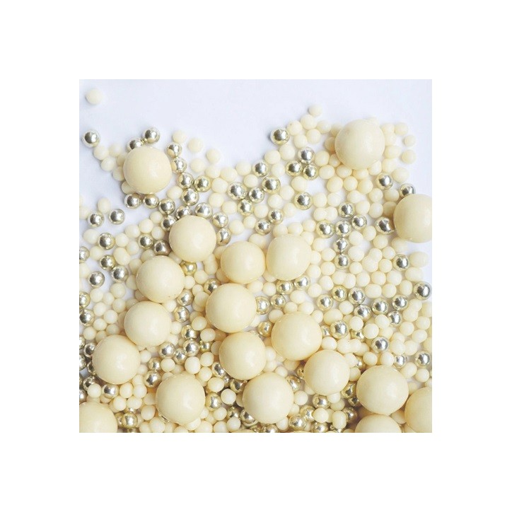 ScrapCooking Chocolate Pearls Decor – White and Gold Chocolate Pearls for Desserts