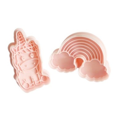 Unicorn & Rainbow Cookie Cutter with Imprint - perfect to bake with Kids
