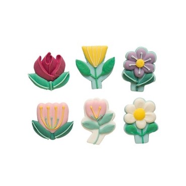 Kuchendekoration Blumen- Decora Frühlingsblumen Zuckerdekor, 6 Stück