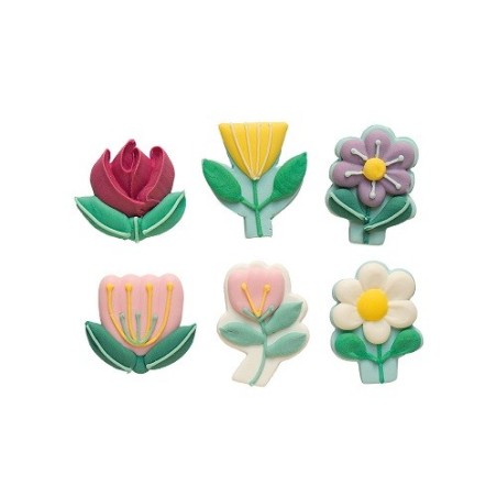 Kuchendekoration Blumen- Decora Frühlingsblumen Zuckerdekor, 6 Stück