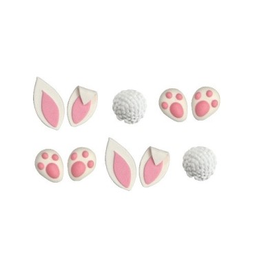 Decora Sugar Bunny Set: Bunny Bottom, Ears & Paws, 10pcs