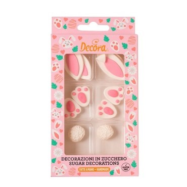 Decora Sugar Bunny Set: Bunny Bottom, Ears & Paws, 10pcs