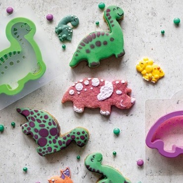 Dinosaurer Keks Ausstecher Geschenkset - Decora Dino Ausstecher & Stencil Set