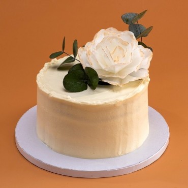Oblaten-Blume - DeKora 12cm Esspapier Waffelrose in Weiss mit Goldpartikeln, 1 Stück