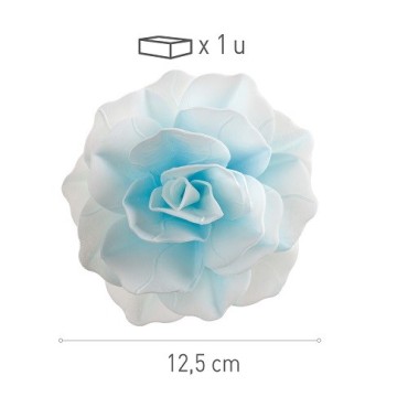 Oblaten-Blume - DeKora 12.5cm grosse Esspapier Waffelrose Blau, 1 Stück