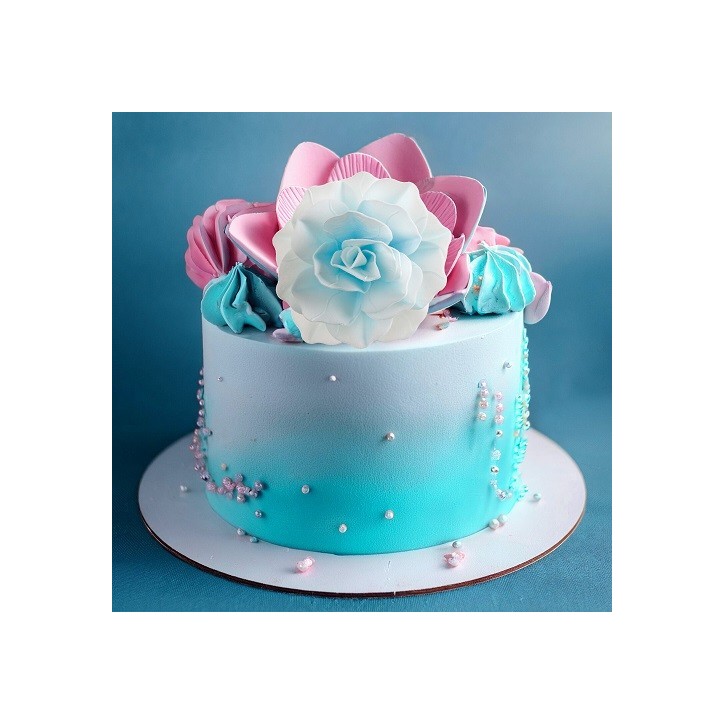 Oblaten-Blume - DeKora 12.5cm grosse Esspapier Waffelrose Blau, 1 Stück Oblaten-Blume - DeKora 12.5cm grosse Esspapier Waffelrose Blau, 1 Stück