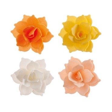 Esspapier Blumen - DeKora 4.5cm Esspapier Mini Wasserlilie Orange/Gelb, 8 Stück