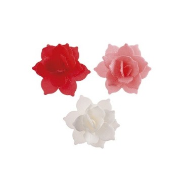 Dekora 8 Mini Water Lilies, Red/Pink, Edible Paper, 4.5cm – Gluten-Free, No Added Sugar