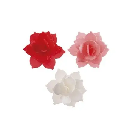 Dekora 8 Mini Water Lilies, Red/Pink, Edible Paper, 4.5cm – Gluten-Free, No Added Sugar