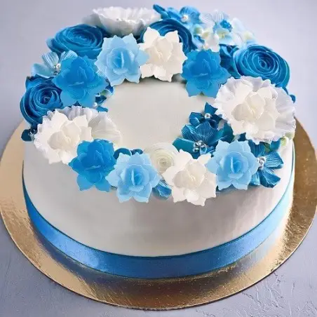 Esspapier Seerosen in Blau & Weiss – Glutenfreie Kuchendekoration