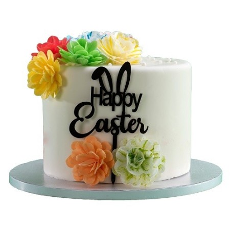 Dekora Happy Easter Cake Topper (16.5x10.5 cm) – Fun Easter Cake Decoration with Bunny Ears