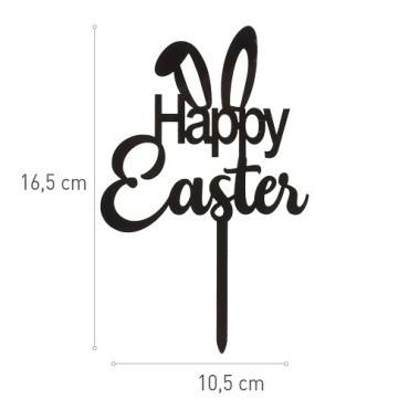 Dekora Happy Easter Cake Topper (16.5x10.5 cm) – Fun Easter Cake Decoration with Bunny Ears