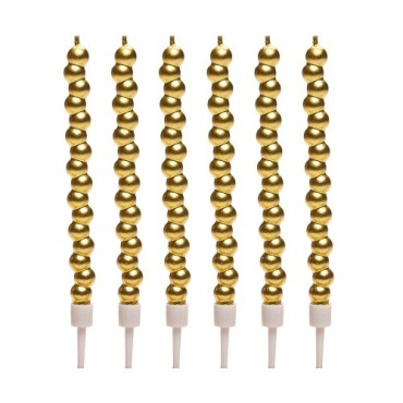 DeKora Gold Coloured Bubble Candles 14cm, 6 Pieces – Elegant Cake Decoration for Any Celebration