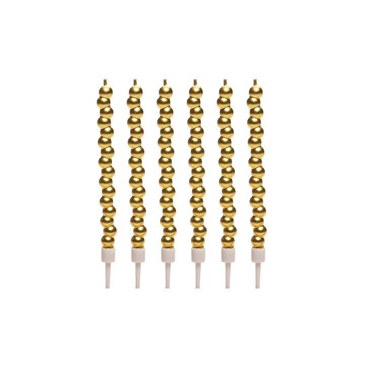 DeKora Gold Coloured Bubble Candles 14cm, 6 Pieces – Elegant Cake Decoration for Any Celebration