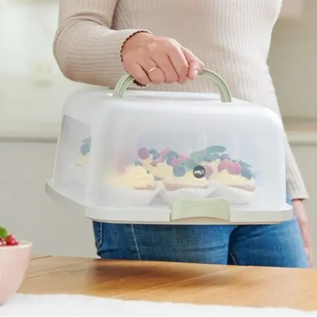 Cake Storage Box Rectangular Prep&Bake 37x33cm – Secure Transport & Freshness for Your Cakes