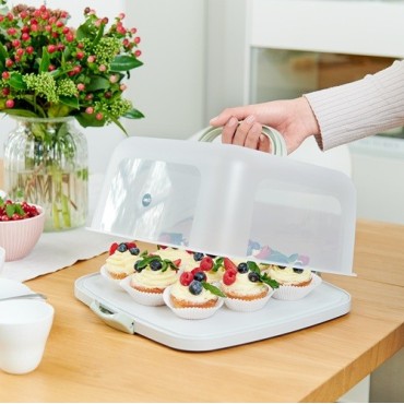 Cake Storage Box Rectangular Prep&Bake 37x33cm – Secure Transport & Freshness for Your Cakes