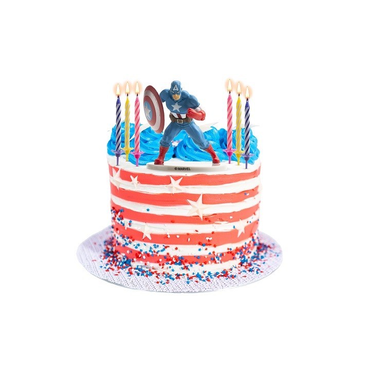 🎂 Captain America Cake Topper – Marvel Avengers Cake Decoration with Candles