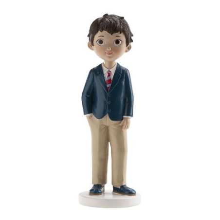 🎂 deKora Kommunion Kuchenfigur – Communion Boy mit roter Krawatte