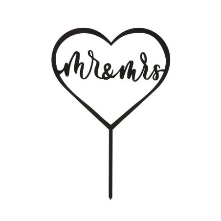 💍 deKora Mr & Mrs Kuchentopper – Herzförmige Tortendeko für Hochzeiten (10x15cm)