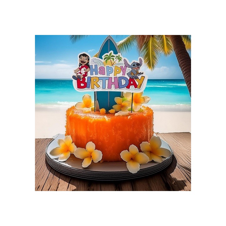 DeKora Stitch & Lilo Happy Birthday Cake Topper, 17.5cm & Perfect for Disney Fans 🎂