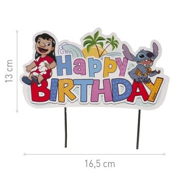 DeKora Stitch & Lilo Happy Birthday Cake Topper, 17.5cm & Perfect for Disney Fans 🎂