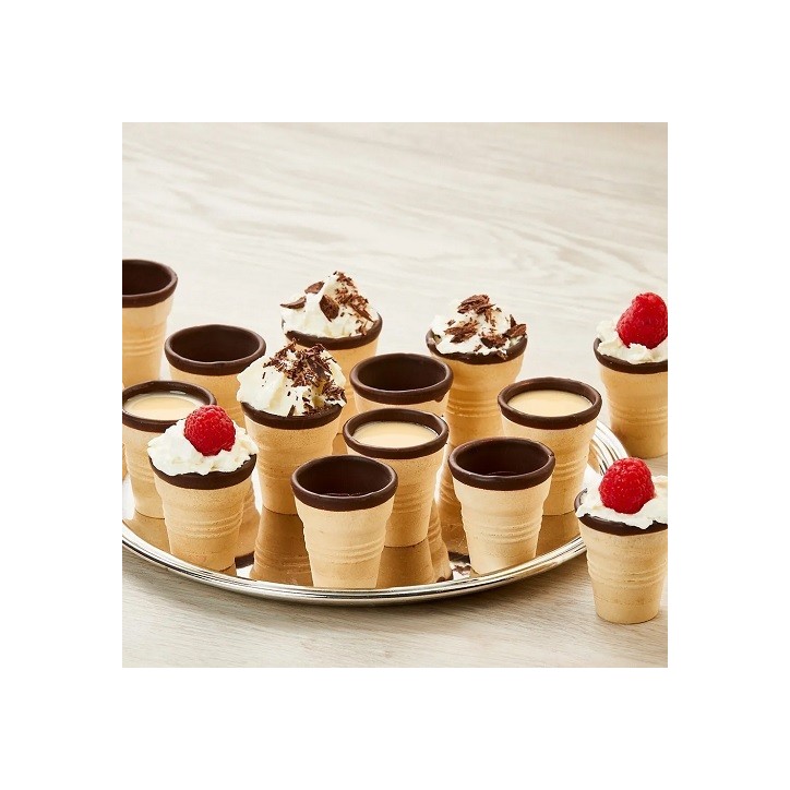 DeBeukelaer Decor on Ice Waffle Cups 16 pcs – Crispy Cups for Ice Cream & Desserts
