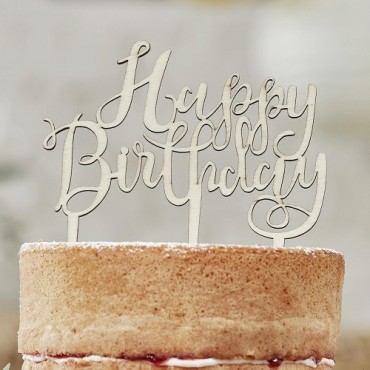 Holztortentopper Happy Birthday