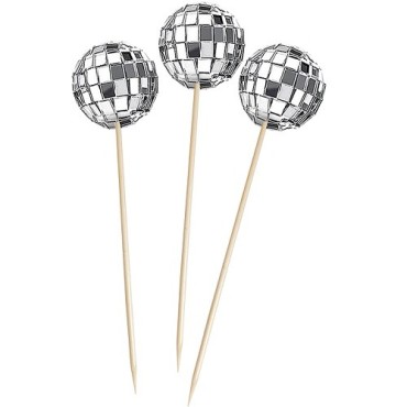 Disco Ball Party Picks – 12 pcs | ESC 2025 Cupcake Toppers | Sparkling Decor