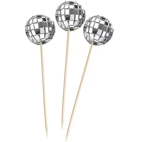 Discokugeln Aperosticks – 12 Stück | ESC 2025 Topper | Cupcake & Snackdeko