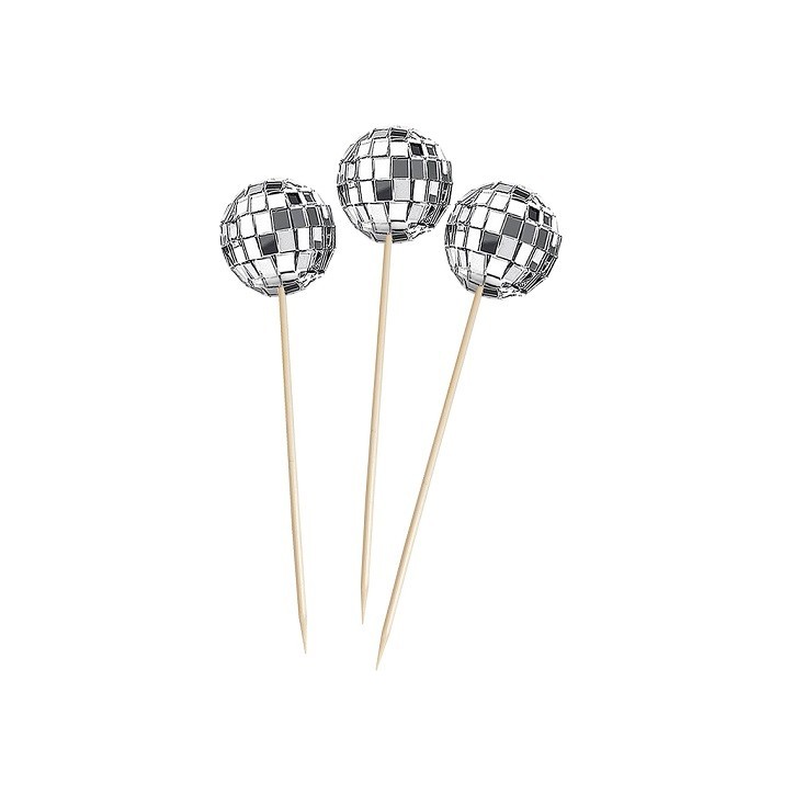 Discokugeln Aperosticks – 12 Stück | ESC 2025 Topper | Cupcake & Snackdeko