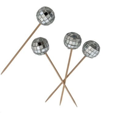 Discokugeln Aperosticks – 12 Stück | ESC 2025 Topper | Cupcake & Snackdeko