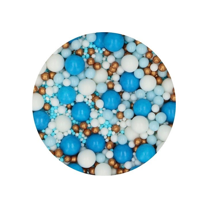 FunCakes Soft Pearls Mix Blue Celebration Streudekor, 80g