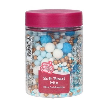FunCakes Soft Pearls Mix Blue Celebration Streudekor, 80g