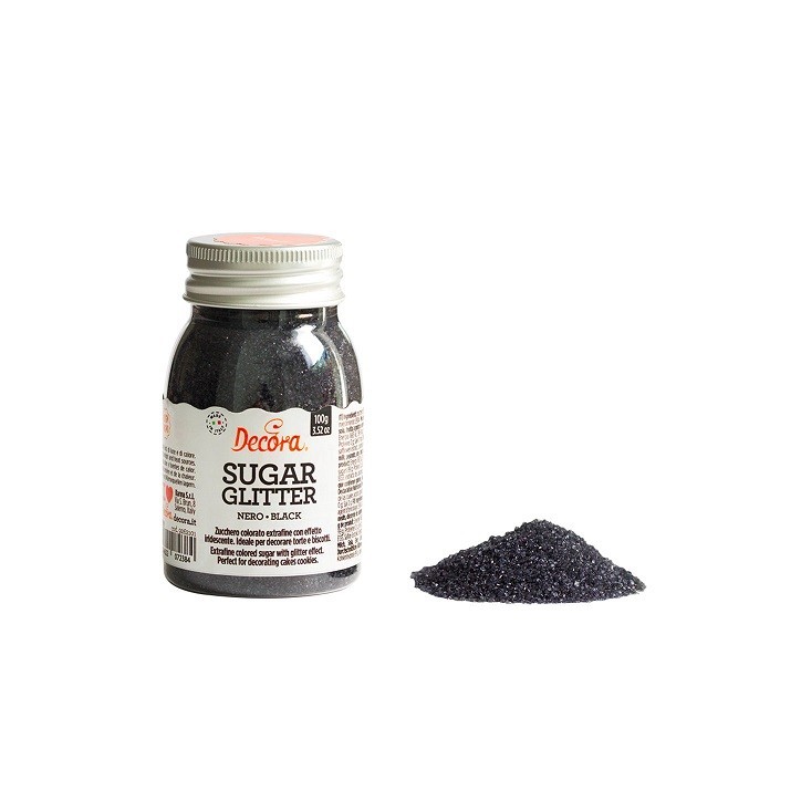 Decora Glitzerzucker Schwarz, 100g