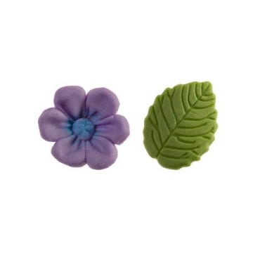 deKora Zuckerdekor Blumen & Blätter – 13-teiliges Deko-Set für Cupcakes & Torten