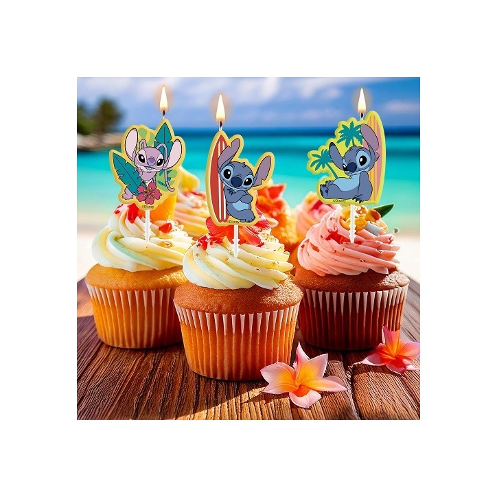 Dekora Disney Stitch Kerzen, 4 Stück – Perfekte Disney-Deko für Kindergeburtstage