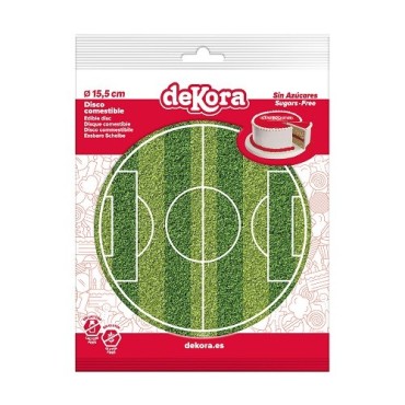 DeKora Sugar Sheet Cake Disc Soccer Field Round, 15.5cm
