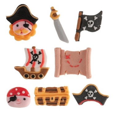 DeKora Pirate Sugar Decorations – 48 pcs Gluten-Free Edible Cupcake Toppers