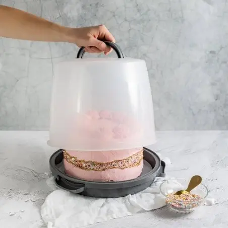 Dr. Oetker Extra High Cake Carrier 26 cm – With Removable Serving Base & Portion Divider