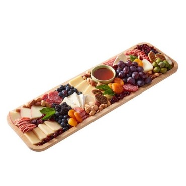 Farberware Bamboo Grazing Platter with Lid – 17.5 x 56 cm Long Snack Board
