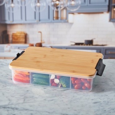 Farberware SnackleBox mit Bambusdeckel – 11-Fach Box für Snacks & Picknick
